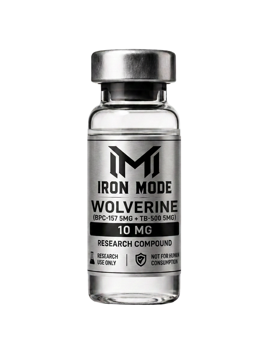 Wolverine research vial with Iron Mode metallic label